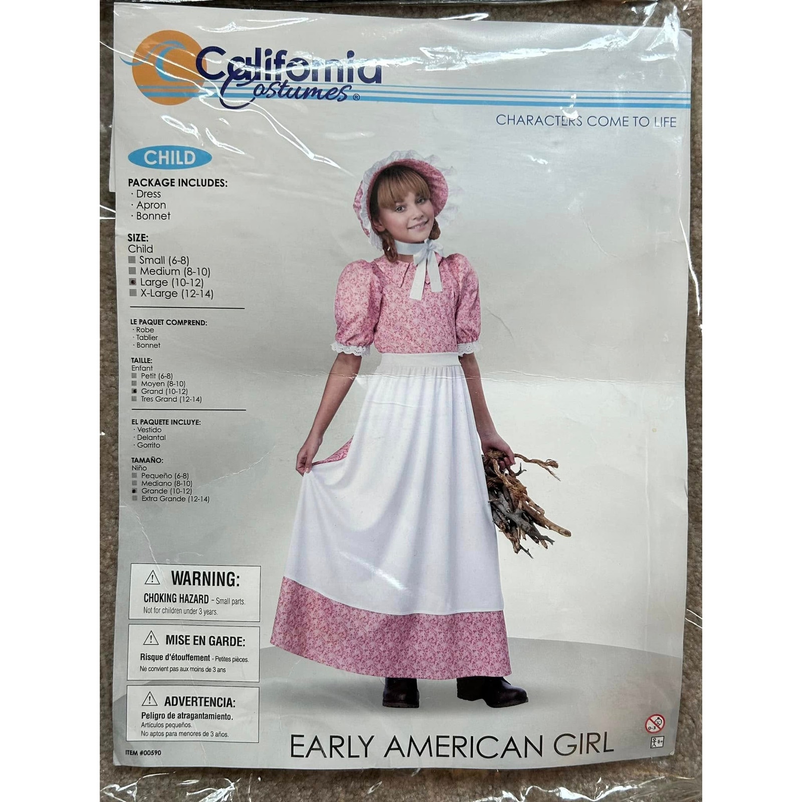 California Costumes Early American Girl Halloween Dress Child Girls Large 1012